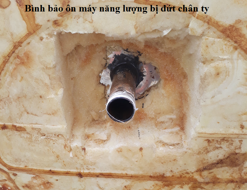 bình bảo ôn máy năng lượng mặt trời bị đứt chân ty