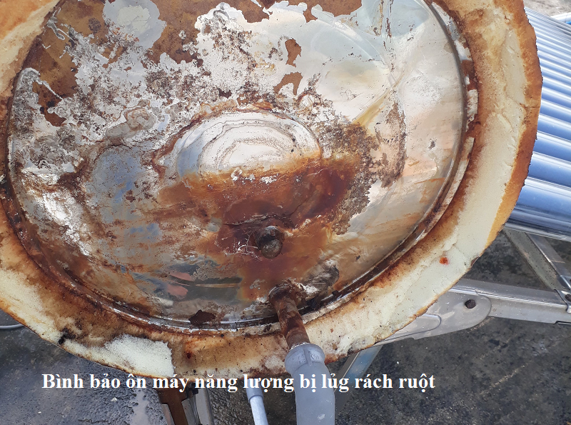 bình bảo ôn máy năng lượng mặt trời bị rách ruột